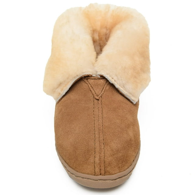 Botín Minnetonka de piel de oveja para mujer, color dorado, talla 6M