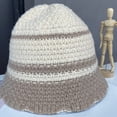 thumbnail image 2 of CoCopeaunts Women Crochet Bucket Hat Piece Color White Strips Knit Hat Autumn Winter Trendy Outdoor Wide Brim Cold Proof Cap, 2 of 8