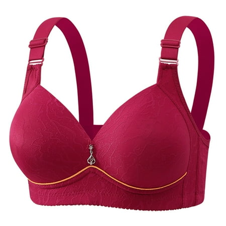YHGFVOKJ Bras for Women Casual Large Size Non Steel Ring Breathable Smooth Bra To Collect Vice Gathered Sexy Underwear Bra Womens Bras Watermelon Red C