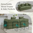 thumbnail image 5 of MOONMISS Corduroy Upholstered Modern Comfort Foldable Compressible Sofa Bed with Sturdy Metal Frame-Olive Green, 5 of 7
