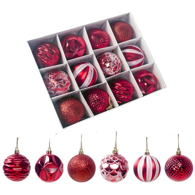 Puntoco 12 piezas árbol de Navidad 6 cm bola adorno colgante hogar fiesta adorno decoración Puntoco Puntoco-804