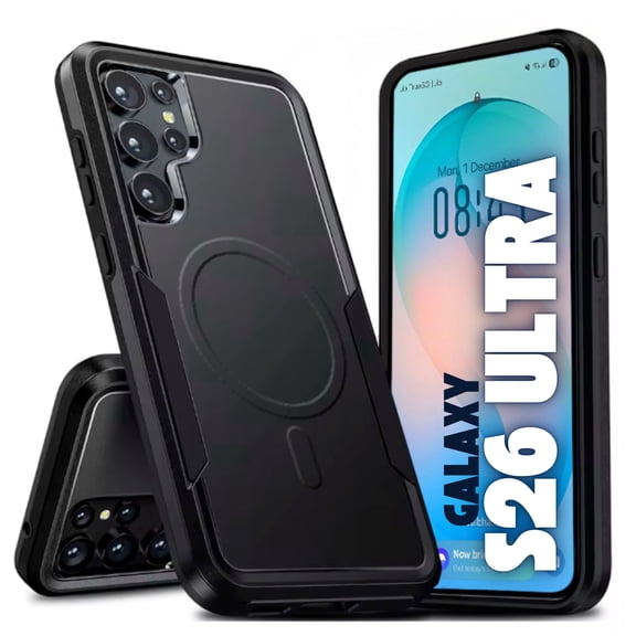 Entronix Magnetic Protective Case for Galaxy S26 Ultra, Anti-Slip Shockproof Rugged Cover, Black