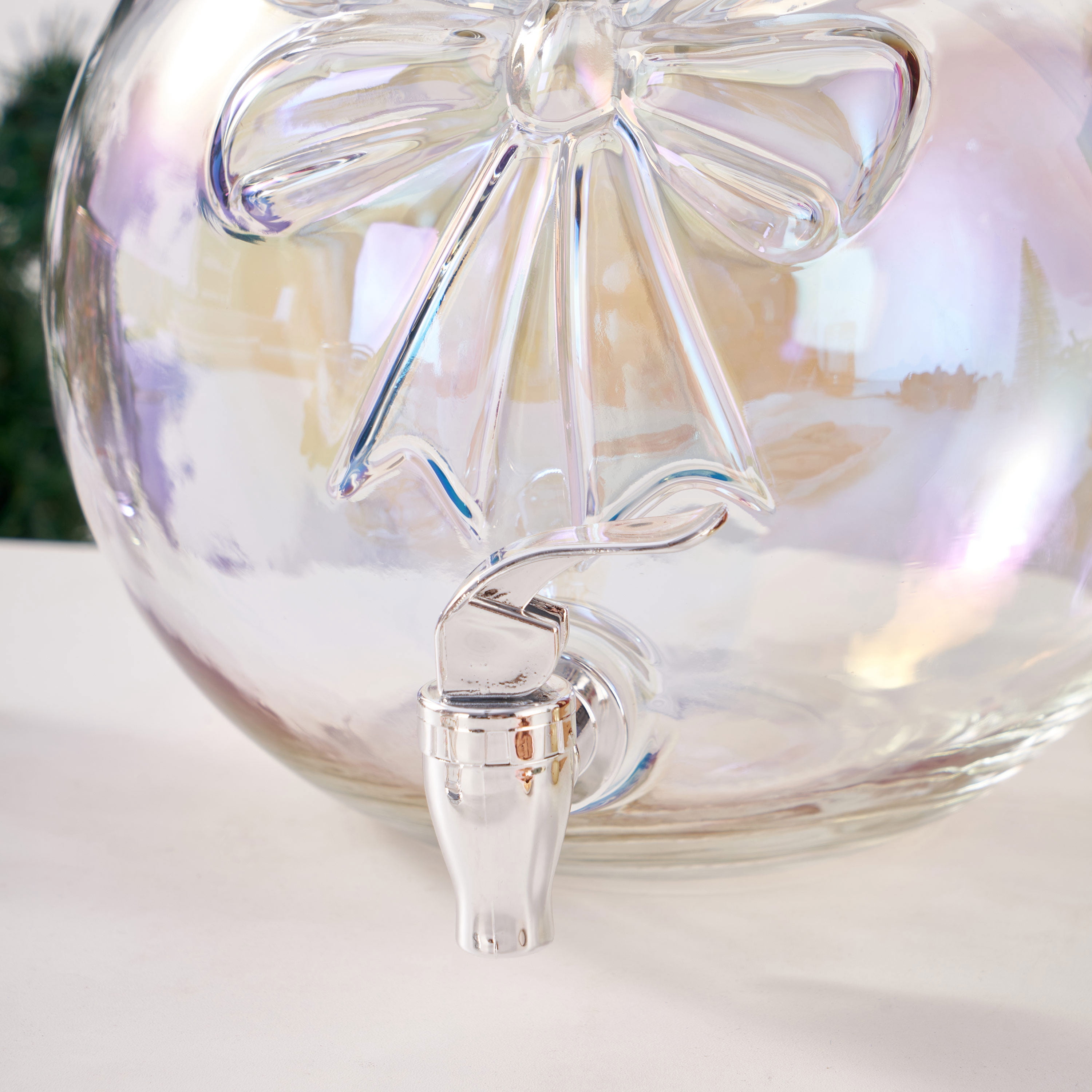 Ornament Dispenser Clear Iridescent Glass 1.5 Gallon Holiday Time