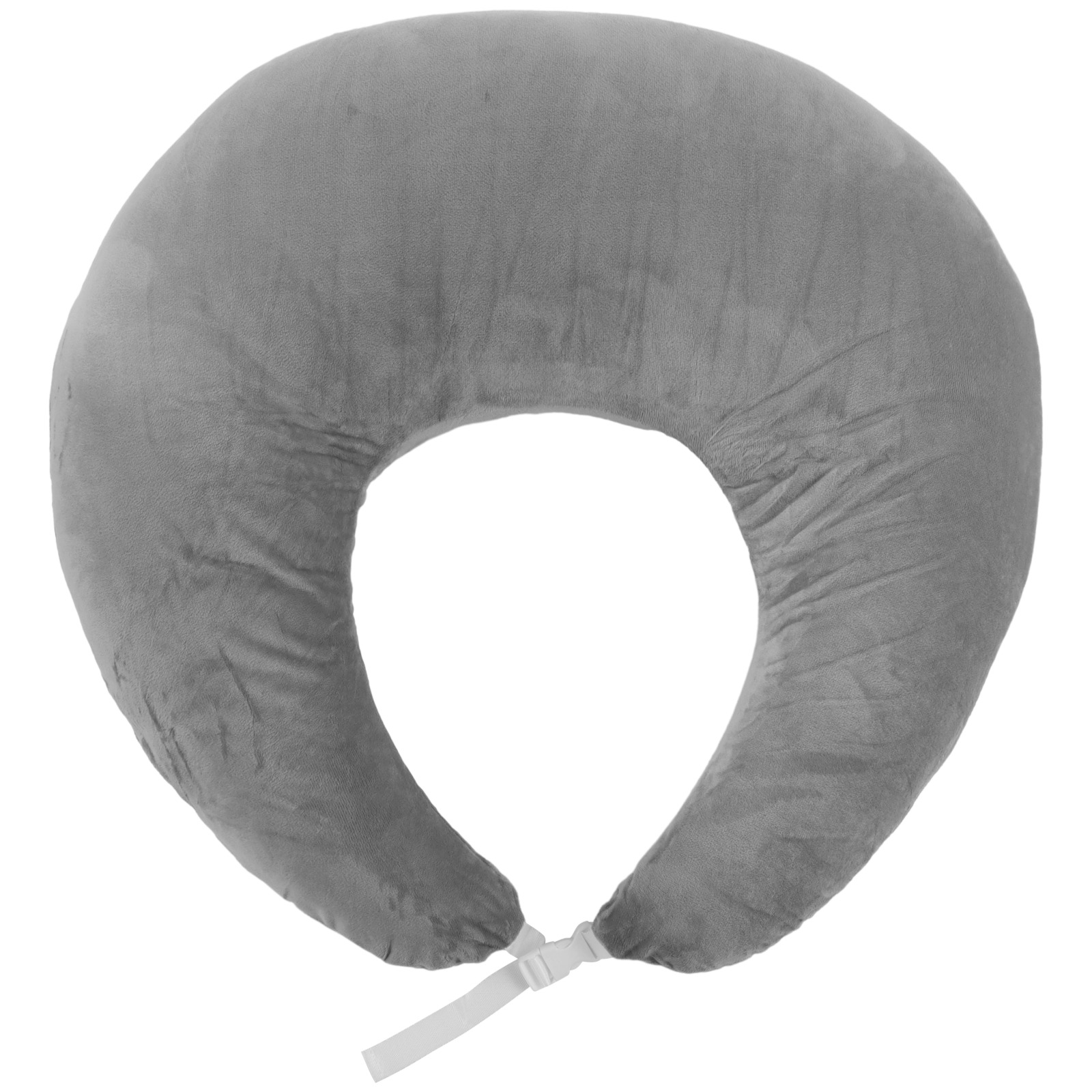 Gray U-Shaped Reading Pillow, 23.6" x 21.7" Lap Support Pillow with Adjustable Strap, Crescent Design, PP Cotton Filling, Reading, Gaming, Arm, Back Support