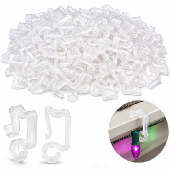 Christmas Gutter Light Clips Hooks for Outdoor Hanging String Lights - 100pcs White Plastic Light Hanger Hooks for Outside Rope Lights