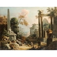thumbnail image 2 of Ricci, Marco 14x12 Gold Ornate Wood Framed with Double Matting Museum Art Print Titled - Landscape with Classical Ruins and Figures, 2 of 4