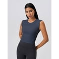 thumbnail image 4 of IDOPIP Women Twist Back Workout Top with Built in Bra Cap Sleeve Pilates Yoga Crop Open Back Sports Top Athletic Gym Tight Shirt, 4 of 7