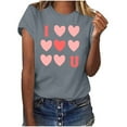 thumbnail image 3 of Womens Valentines Graphic Tees Cute Love Heart Short Sleeve Tshirt Crew Neck Casual Romantic Valentine Tee Tops, 2XL Gray, 3 of 7