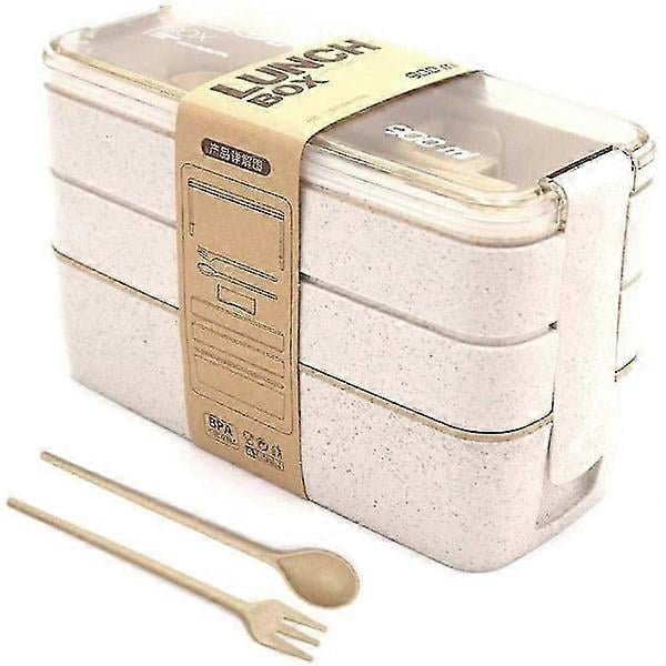 Leak-proof lunch box with 3 compartments for kids and adults, biodegradable and plastic-free, greener