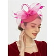 thumbnail image 5 of Baberdicy Women's Tea Party Fascinator - Kentucky Derby Style - Elegant Pillbox Design - Headband Attachment - Tea Party Fascinator Kentuckys Derbys Hat Fascinator Hot Pink,One Size, 5 of 8