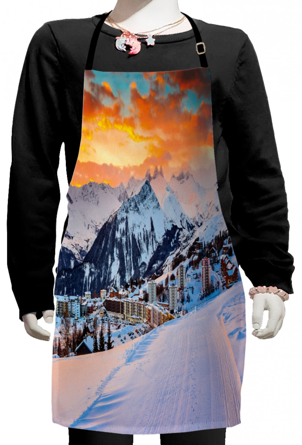 Winter Kids Apron, Majestic Winter Seasonal Scenery over High Mountain ...