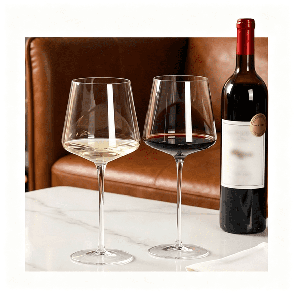 NORIZF Wine Glasses Set 2-18Oz-Leadfree Wine Glass with Long Stem,Clear Stemmed Wine Glasses【Handblown Glassware】 Crystal Wine Gifts for Women Birthday Wedding