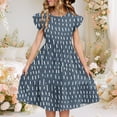 thumbnail image 3 of Avrntaa Girls Short Sleeve Dress with Ruffles Crew Neck A-Line Swing Casual Summer Midi Dress 5-14 Years, 3 of 8
