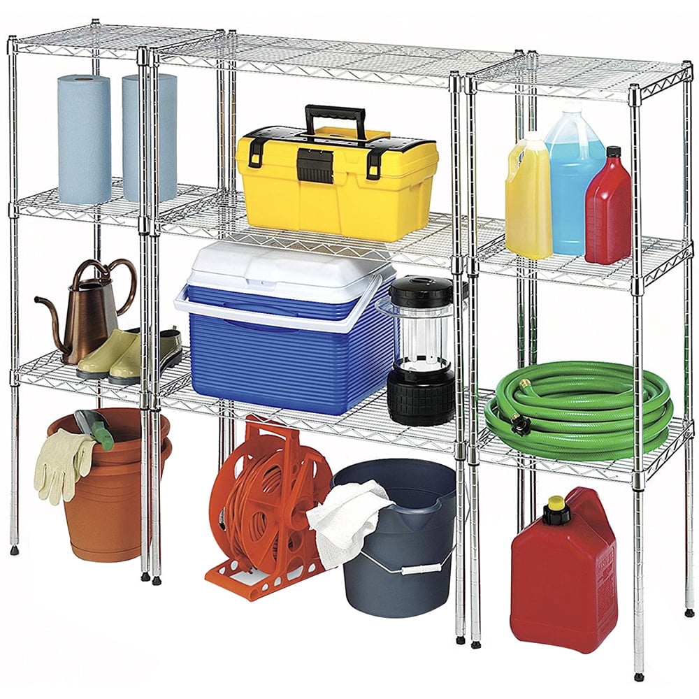 Whitmor Supreme 30"W x 14"D x 15"H Steel Freestanding Shelves, Silver Chrome, for Adult Use