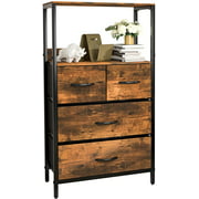 4 Drawer Dresser Organizer with 2-Tiers Wood Shelf