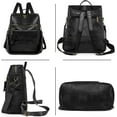thumbnail image 2 of Mochila negra para mujer, diseño multiusos, bolso convertible, bolso de hombro, bolso de viaje, 2 of 5