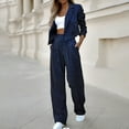 thumbnail image 2 of GILIGEGE Two Piece Sets for Women Women's Collar Striped Suit Set Short Suit Top Loose Casual Pants Set Blue Xl, 2 of 5