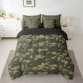 thumbnail image 2 of Castle Fairy Boys Green Camouflage 7-Piece Twin Bedding Sets,Abstract Geometric Bedding Comforter Set,Breathable Sheet Sets,Breathable Home Decor, 2 of 7