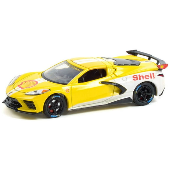 Shell Oil 2021 Chevy Corvette C8 Stringray Coupe, Yellow - Greenlight 41130E/48 - 1/64 scale Diecast Model Toy Car