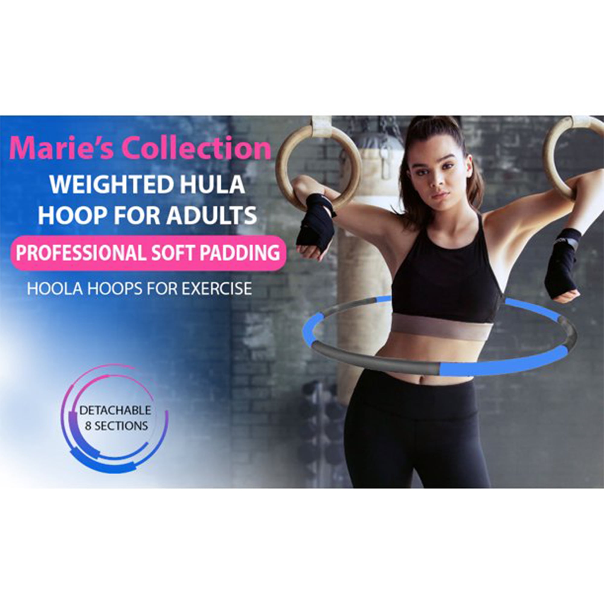 Hoola Hoop Folding Fitness Weighted Hula Hoops 8 Sections for Exercise 