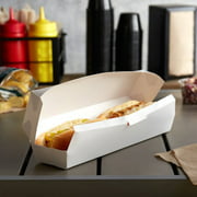 10 1/2" x 2 1/2" x 2 1/4" White Hinged Paper Hot Dog Clamshell Container - 500/Case
