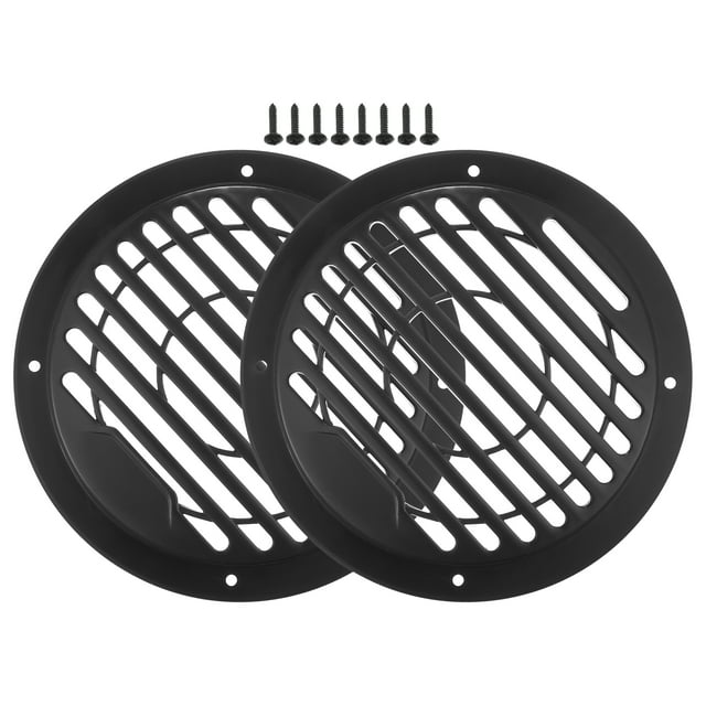 Unique Bargains 2 Pcs 4.5' Car Speaker Grills Cover Round 4.5 Inch Audio Subwoofer Protector with Screws ABS Black