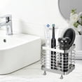 thumbnail image 4 of Rirool Stainless Steel Toothbrush Holder for Bathroom, Wall Mounted Electric Toothbrush Holder with Drain Tray, Bathroom Counter Organizer, 2 Slots, Silver, 4 of 9