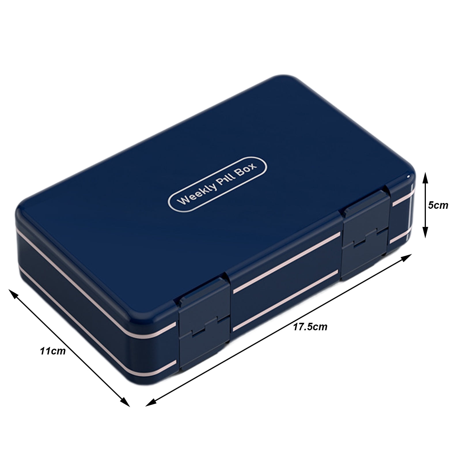 Pnellth Weekly Pill Organizer 24 Compartments 3 Times One Day Double Layer Clear Portable 7 Days Travel Capsule Tablet Storage Box Container