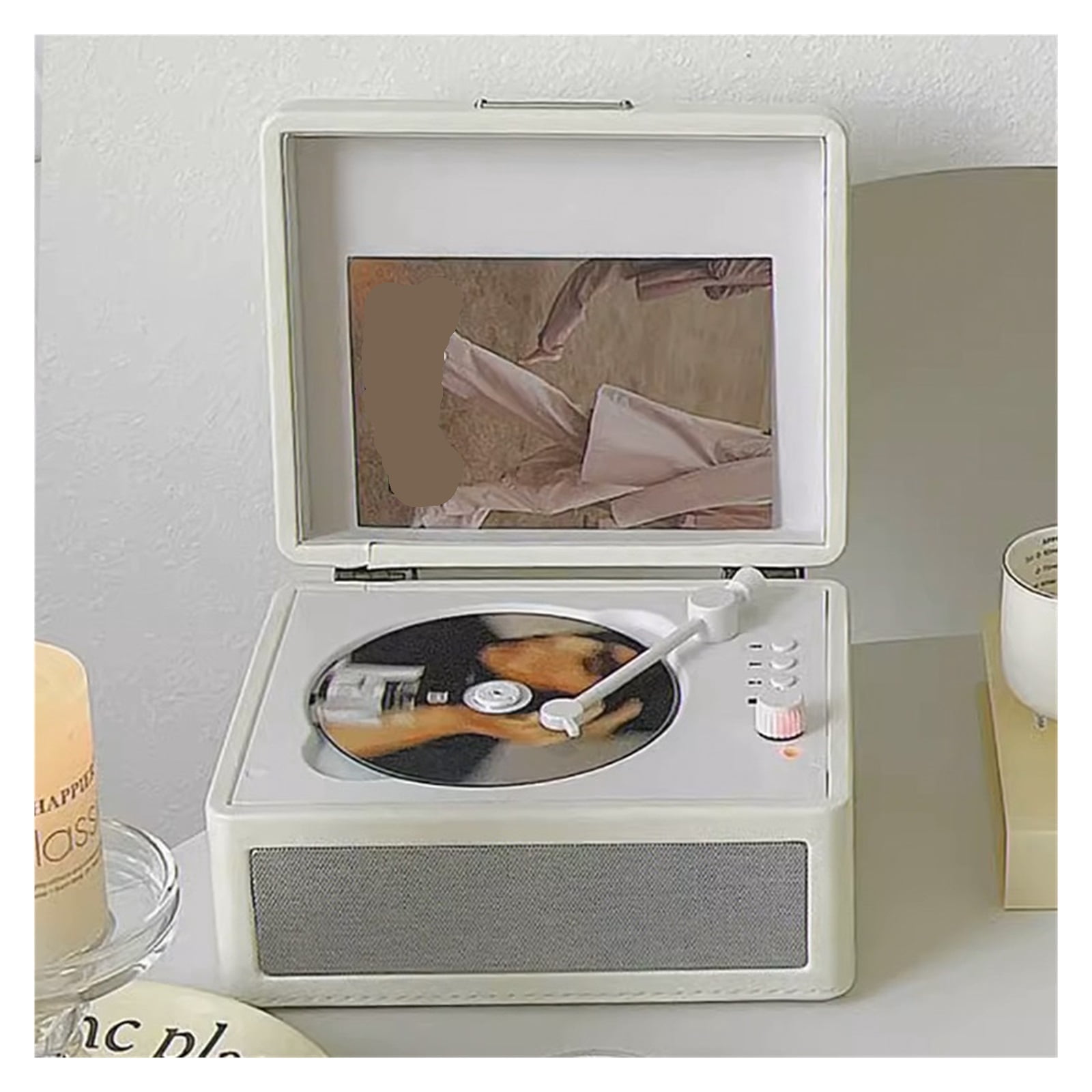 Retro CD Player with Built-in Speaker  Portable Bluetooth Home Audio with AUX I/O, 2000mAh