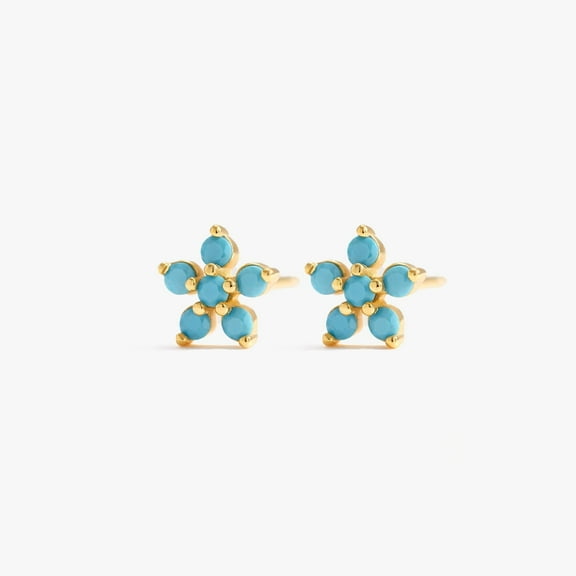 Dainty Turquoise Flower Stud Earrings