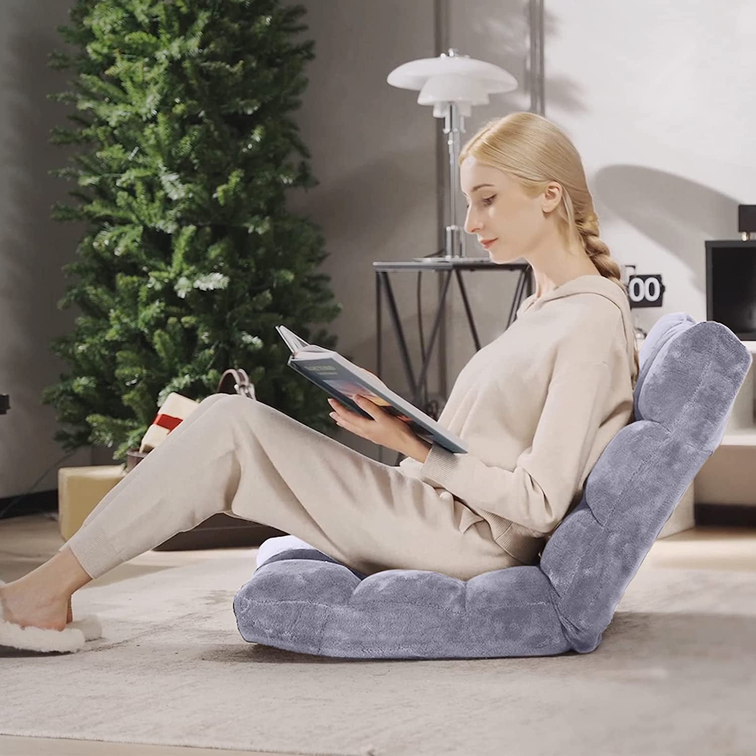 Floor Chair with Back Support Folding Sofa Chair with 14