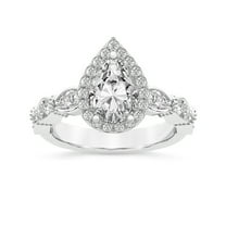 IGI Certified 3 Carat Pear Shape Lab Grown Diamond Engagement Ring | 14K White Gold |Micaela Halo Diamond Ring | FG-VS1-VS2 Quality Friendly Diamonds