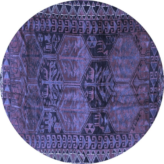 Ahgly Company Indoor Round Persian Blue Traditional Area Rugs, 4' Round
