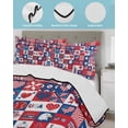 thumbnail image 3 of Quilts Queen Size Bedding Set, 4th of July Reversible Summer Quilt 3 Pieces, Red White and Blue Plaid Patriotic Memorial Day Lightweight Bedspreads Coverlets with 2 Pillow Shams for All Seasons, 3 of 5