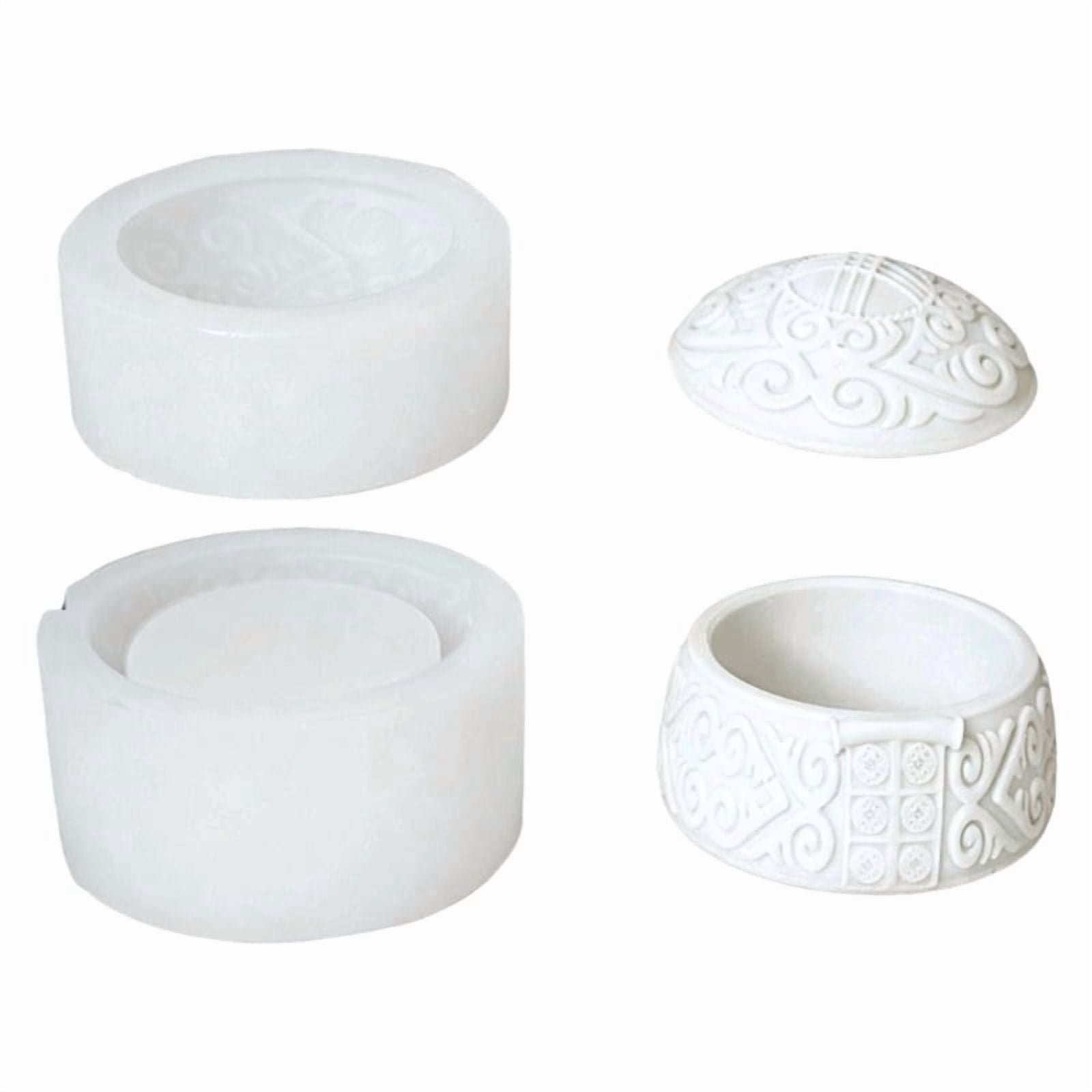 Embossed Resin Jar Molds with Lid Silicone Candle Cup Mould for Epoxy Resin Candle Holder Storage Jar Chocolate Baking
