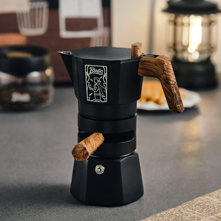 Bincoo Moka Pot Espresso Maker, Stovetop Espresso Moka Pot 6 Espresso Cups  - 10 oz, Italian Aluminum Coffee Maker for Mocha  Cappuccinos,Lattes（Off-white） 