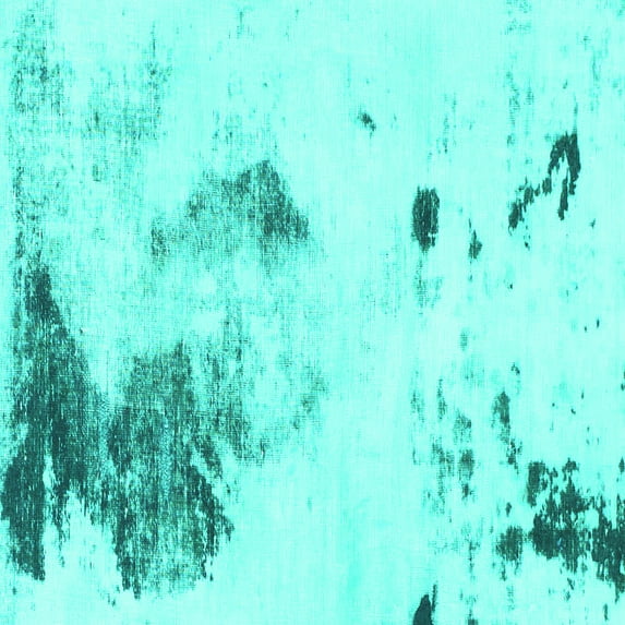 Ahgly Company Machine Washable Indoor Square Abstract Turquoise Blue Modern Area Rugs, 6' Square