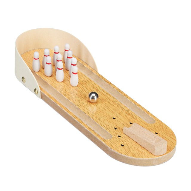 Mini juego de bolos de mesa de madera para escritorio, juego con 10 bolos, juego de estrategia para adultos y niños
