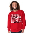 thumbnail image 3 of Retro Original Hipster Mustache Men's Big & Tall Crewneck Sweatshirt Brisco Brands 3X, 3 of 5