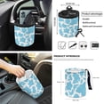 thumbnail image 4 of Jeiento Cow Print Car Front Seat Cover Set with Steering Wheel Cover Seat Belt Covers Trash Can Armrest Cover Rear View Mirror Cover Coasters Keychain Air Vent Pouch, 12 Pack, Blue Auto Accessory, 4 of 9
