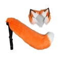 thumbnail image 3 of Conjunto de orejas y cola de animal, diadema de regalo para cosplay, baile de graduación, Halloween, mascarada Naranja Blanco, 3 of 9