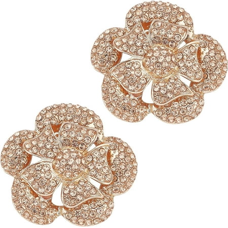 XIATIAN 2PCS Crystal Shoe Clips 1.7x1.6 inch Luxury Rhinestones Charms Light Gold Exquisite Flower Shoe Buckles Shoes Jewelry Decoration with Box for Women Pumps Flats Clutch Hat Scarves