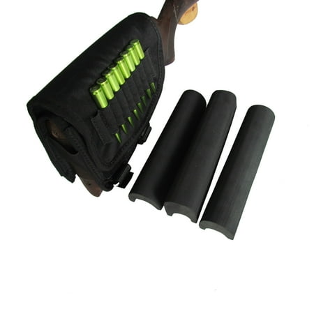 TOURBON Rifle Cheek Weld Riser Rest Comb Raiser with Ammo Holder Shooting Black Nylon