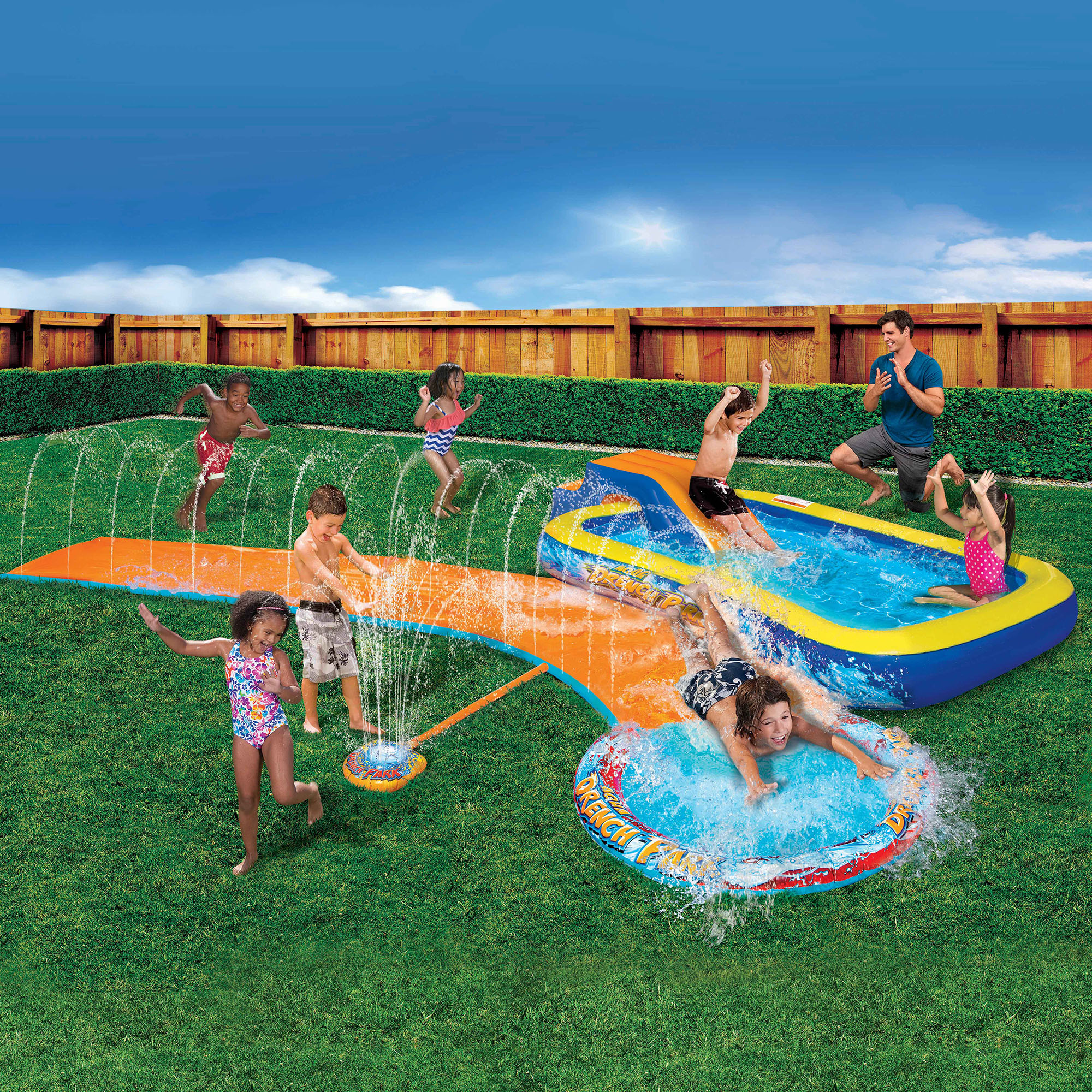 Banzai Aqua Drench 3-in-1 Splash Park w/ Pool, Sprinkler & Waterslide, Child Water Fun, Age 3-12 - image 4 of 12