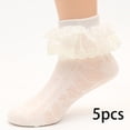 thumbnail image 2 of LYMAYTER 5 Pack ‌Baby Girls Socks Ruffle Eyelet Mesh Ankle Soft Dress Kids Princess Socks 1-12Y, 2 of 7