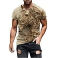 thumbnail image 6 of Zylanna Men's Short Sleeve T-Shirts, Crew Neck Summer Lightweight Relief Steed Print Daily leisure Tops for Men Khaki Size 3XL, 6 of 6