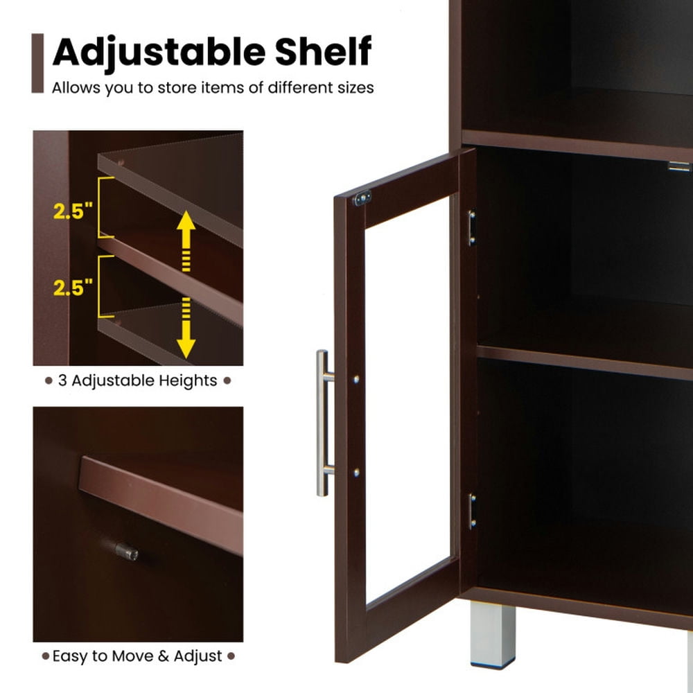 Finihen Bathroom Storage Cabinet, Bathroom Floor Cabinet, 71 Inch Tall Tower Bathroom Storage Cabinet and Organizer Display Shelves, for Bedroom, Brown Finihen Bathroom Storage Cabinet, Bathroom Floor Cabinet, 71 Inch Tall Tower Bathroom Storage Cabinet and Organizer Display Shelves, for Bedroom, Brown