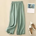 thumbnail image 2 of Bjutir Trousers Pants For Women Trousers High Waisted Ankle Length Loose Inset Very Hot Pants Casual Pants Green 2Xl, 2 of 3