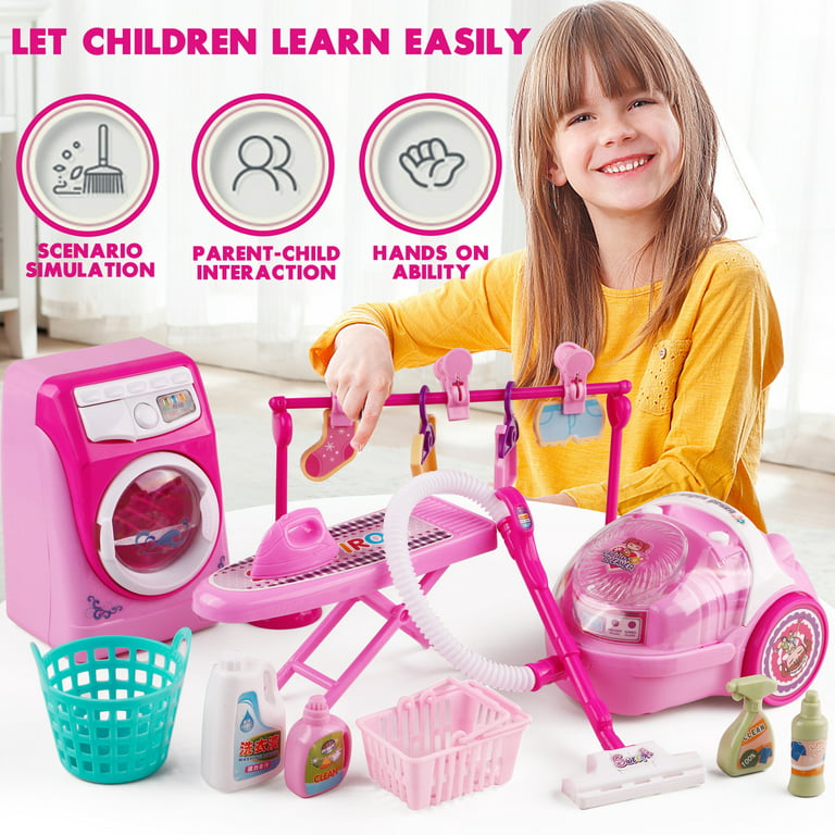 Pink Household Appliances Children Pretend Play Toaster Vacuum
