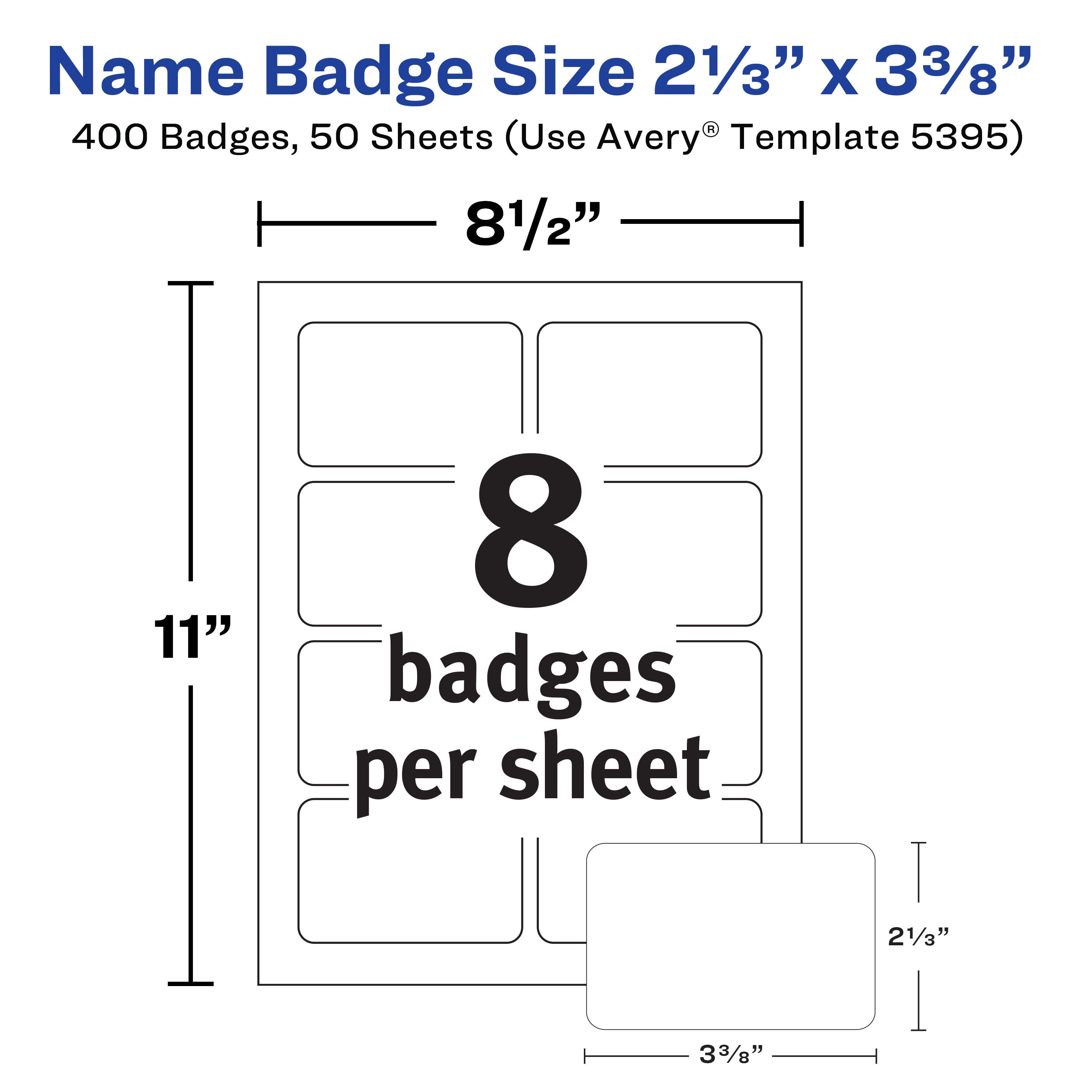 Avery Name Tags, 2-1/3" x 3-3/8", Matte White, 400ct (5395)